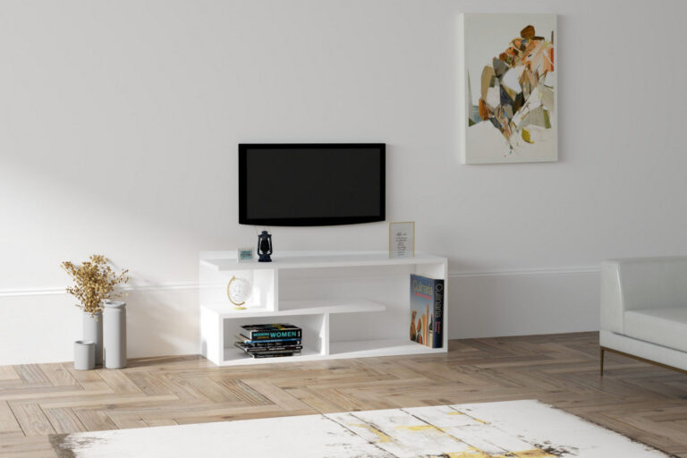 Comoda TV Salvador, Model Cafu, 100x40x29.6 cm, Alb