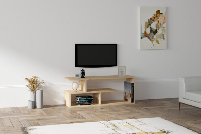 Comoda TV Salvador, Model Cafu, 100x40x29.6 cm, Stejar safir Comoda TV Salvador, Model Cafu, 100x40x29.6 cm, Stejar safir