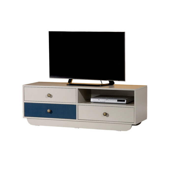 Comoda TV Salvador, Model Casablanca, 140x48x41 cm, Alb/Albastru Comoda TV Salvador, Model Casablanca, 140x48x41 cm, Alb/Albastru