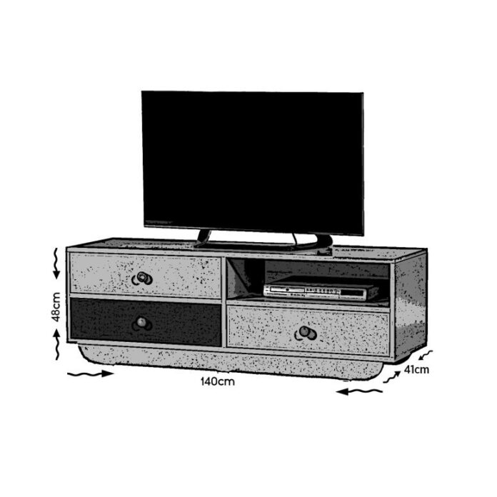 Comoda TV Salvador, Model Casablanca, 140x48x41 cm, Alb/Albastru Comoda TV Salvador, Model Casablanca, 140x48x41 cm, Alb/Albastru