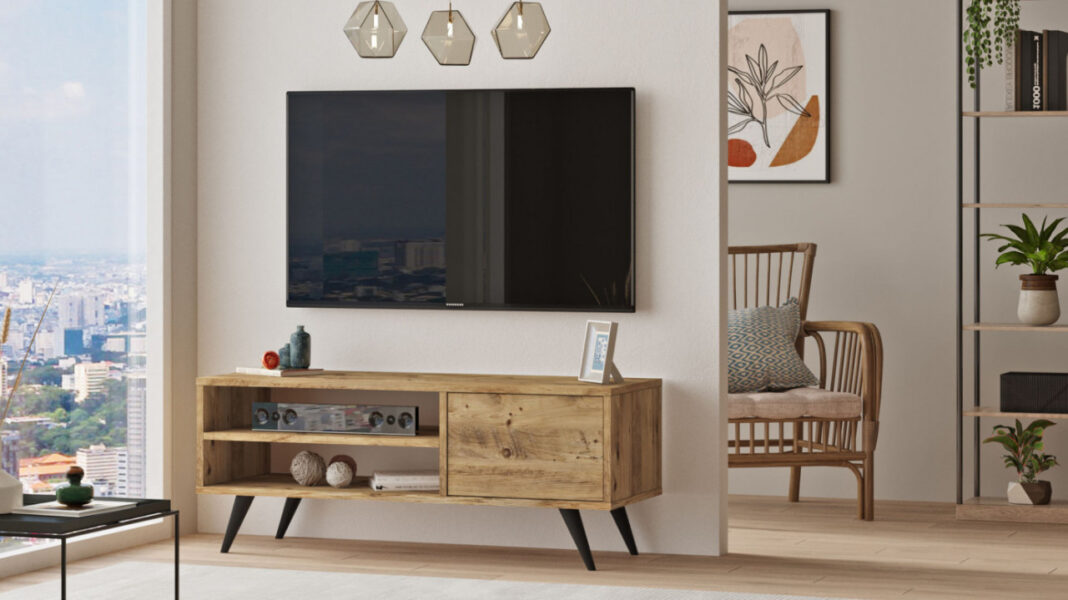 Comoda TV Salvador, Model CD1, 110x44x40 cm, Pin atlantinc Comoda TV Salvador, Model CD1, 110x44x40 cm, Pin atlantinc