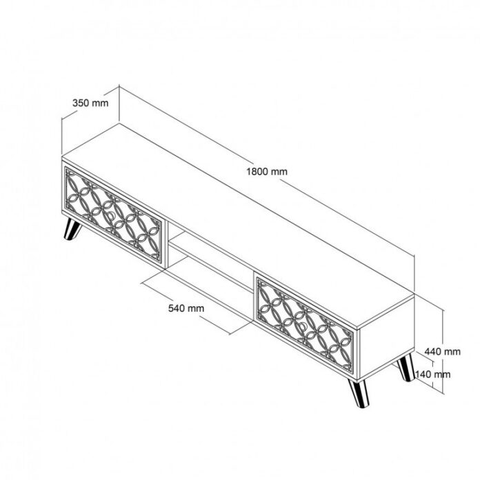 Comoda TV Salvador, Model Class, 180x44x35 cm, Nuc/Galben Comoda TV Salvador, Model Class, 180x44x35 cm, Nuc/Galben