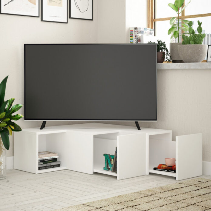 Comoda TV Salvador, Model Compact, 90x32x92 cm, Alb