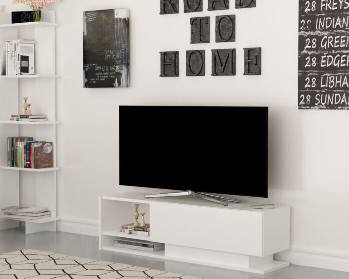 Comoda TV Salvador, Model Damla, 120x35x31.8 cm, Alb Comoda TV Salvador, Model Damla, 120x35x31.8 cm, Alb