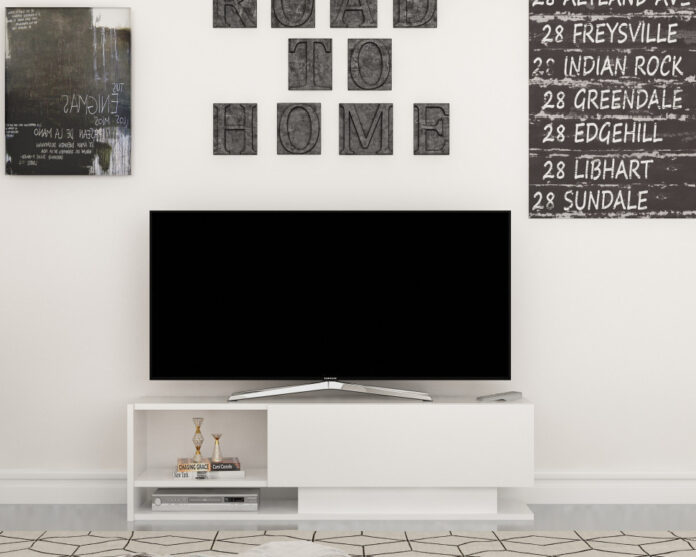 Comoda TV Salvador, Model Damla, 120x35x31.8 cm, Alb Comoda TV Salvador, Model Damla, 120x35x31.8 cm, Alb