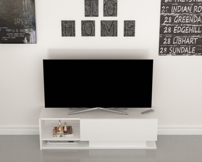 Comoda TV Salvador, Model Damla, 120x35x31.8 cm, Alb Comoda TV Salvador, Model Damla, 120x35x31.8 cm, Alb