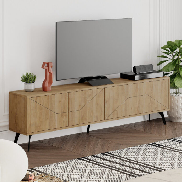 Comoda TV Salvador, Model Dune, 180x50x29.6 cm, Stejar Comoda TV Salvador, Model Dune, 180x50x29.6 cm, Stejar
