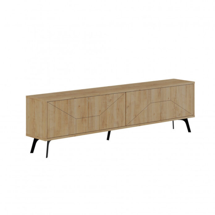 Comoda TV Salvador, Model Dune, 180x50x29.6 cm, Stejar Comoda TV Salvador, Model Dune, 180x50x29.6 cm, Stejar