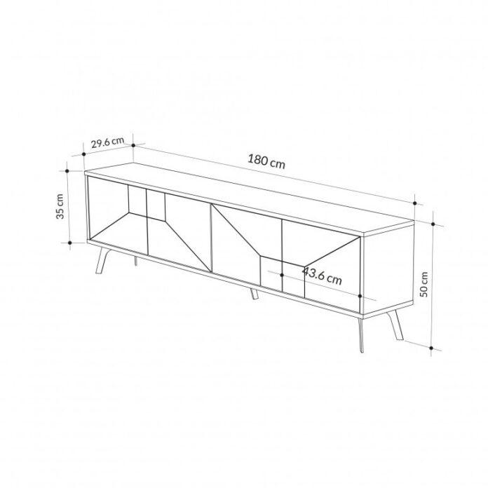 Comoda TV Salvador, Model Dune, 180x50x29.6 cm, Stejar Comoda TV Salvador, Model Dune, 180x50x29.6 cm, Stejar