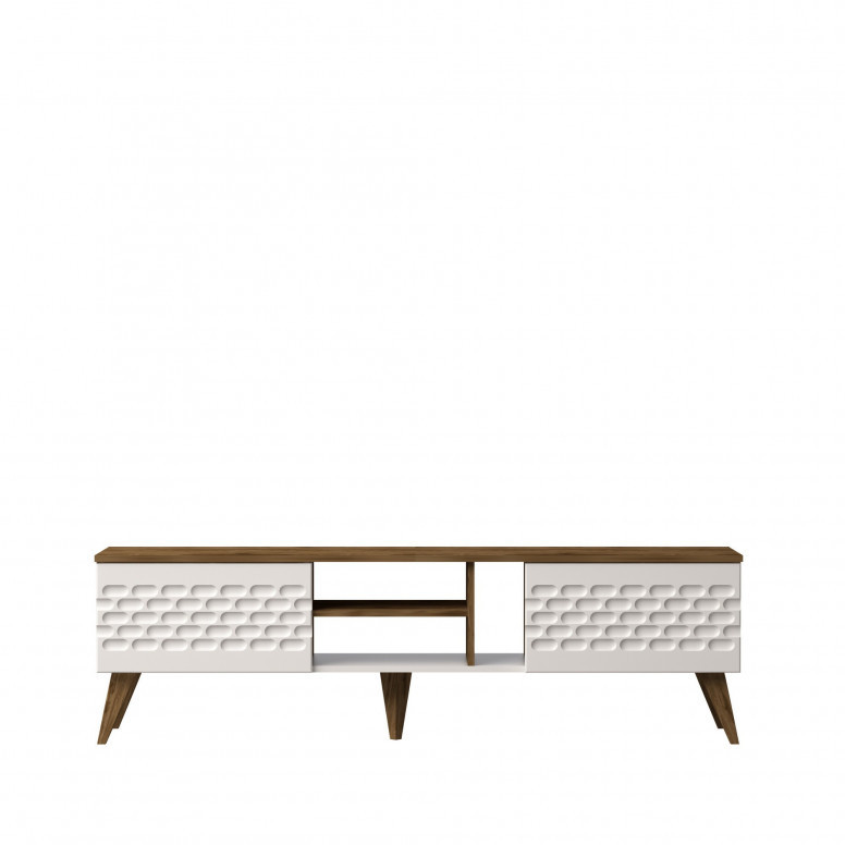 Comoda TV Salvador, Model Egg, 180x53x35 cm, Alb/Nuc Comoda TV Salvador, Model Egg, 180x53x35 cm, Alb/Nuc