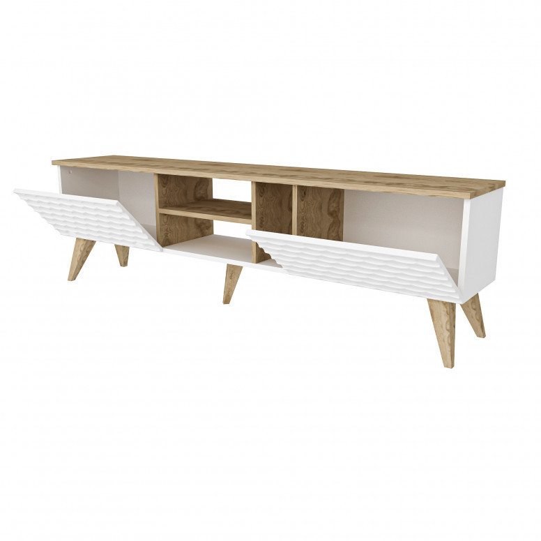 Comoda TV Salvador, Model Egg, 180x53x35 cm, Alb/Nuc Comoda TV Salvador, Model Egg, 180x53x35 cm, Alb/Nuc