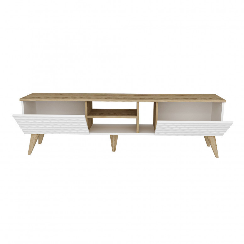 Comoda TV Salvador, Model Egg, 180x53x35 cm, Alb/Nuc Comoda TV Salvador, Model Egg, 180x53x35 cm, Alb/Nuc