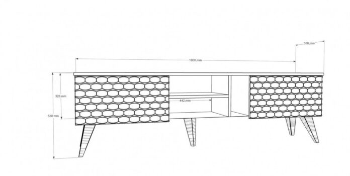 Comoda TV Salvador, Model Egg, 180x53x35 cm, Alb/Nuc Comoda TV Salvador, Model Egg, 180x53x35 cm, Alb/Nuc