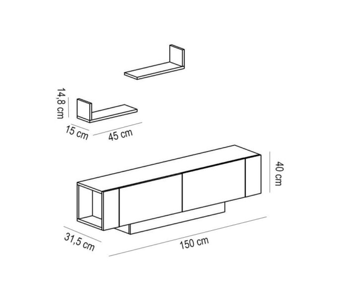 Comoda TV Salvador, Model Ekol, 150x40x31.5 cm, Alb Comoda TV Salvador, Model Ekol, 150x40x31.5 cm, Alb