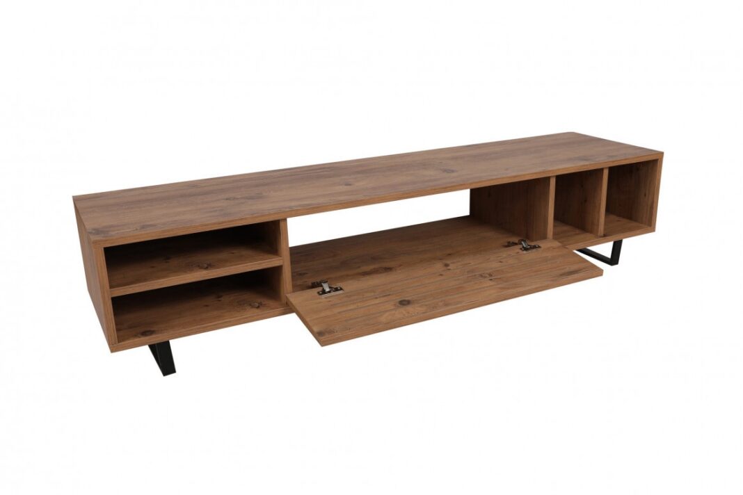 Comoda TV Salvador, Model Eray, 160x35x40 cm, Nuc/Antracit Comoda TV Salvador, Model Eray, 160x35x40 cm, Nuc/Antracit