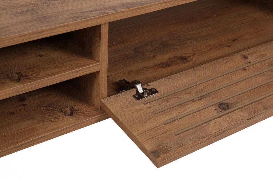 Comoda TV Salvador, Model Eray, 160x35x40 cm, Nuc/Antracit Comoda TV Salvador, Model Eray, 160x35x40 cm, Nuc/Antracit