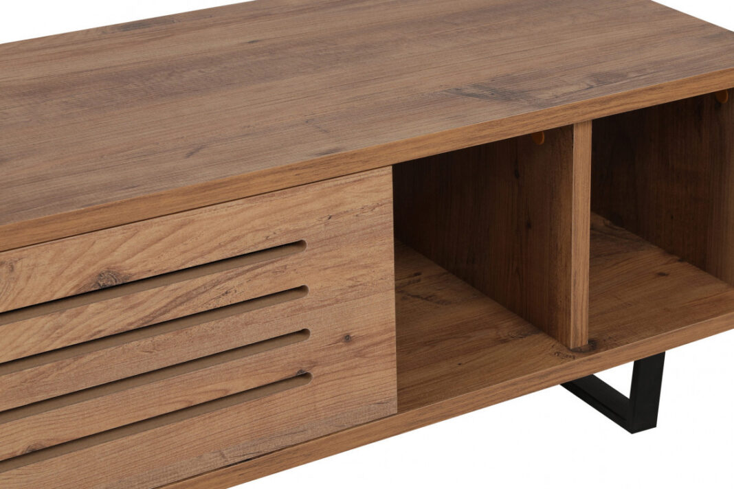 Comoda TV Salvador, Model Eray, 160x35x40 cm, Nuc/Antracit Comoda TV Salvador, Model Eray, 160x35x40 cm, Nuc/Antracit
