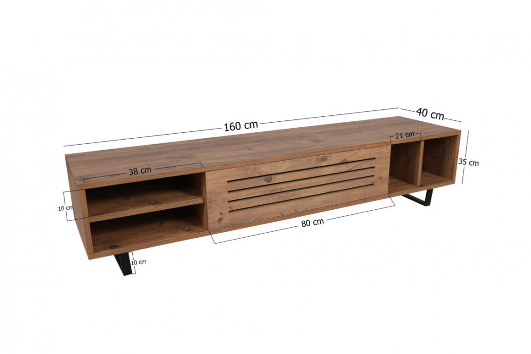 Comoda TV Salvador, Model Eray, 160x35x40 cm, Nuc/Antracit Comoda TV Salvador, Model Eray, 160x35x40 cm, Nuc/Antracit