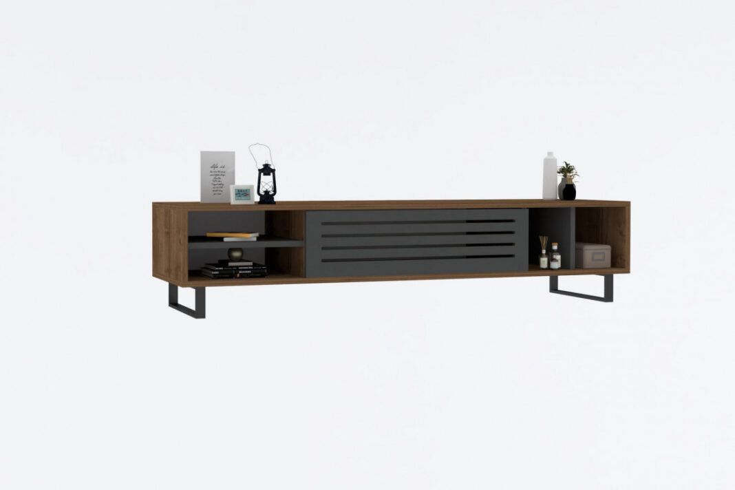Comoda TV Salvador, Model Eray, 160x35x40 cm, Nuc/Antracit Comoda TV Salvador, Model Eray, 160x35x40 cm, Nuc/Antracit