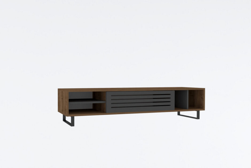 Comoda TV Salvador, Model Eray, 160x35x40 cm, Nuc/Antracit Comoda TV Salvador, Model Eray, 160x35x40 cm, Nuc/Antracit