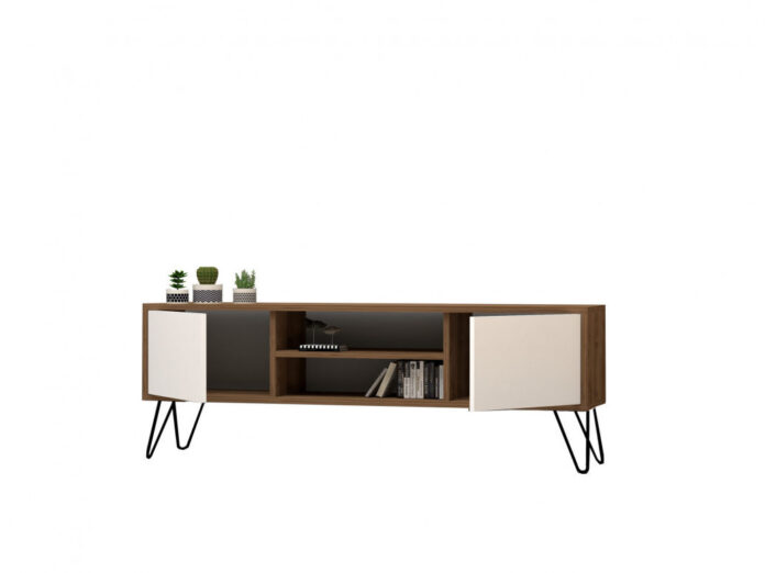 Comoda TV Salvador, Model Eva, 140x50x30 cm, Alb/Nuc Comoda TV Salvador, Model Eva, 140x50x30 cm, Alb/Nuc