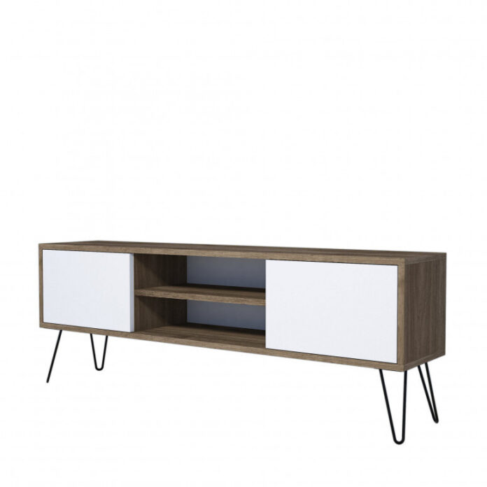 Comoda TV Salvador, Model Eva, 140x50x30 cm, Alb/Nuc Comoda TV Salvador, Model Eva, 140x50x30 cm, Alb/Nuc
