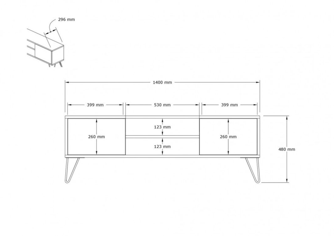 Comoda TV Salvador, Model Eva, 140x50x30 cm, Alb/Nuc Comoda TV Salvador, Model Eva, 140x50x30 cm, Alb/Nuc