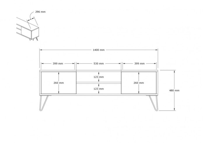 Comoda TV Salvador, Model Eva, 140x50x30 cm, Alb/Nuc Comoda TV Salvador, Model Eva, 140x50x30 cm, Alb/Nuc