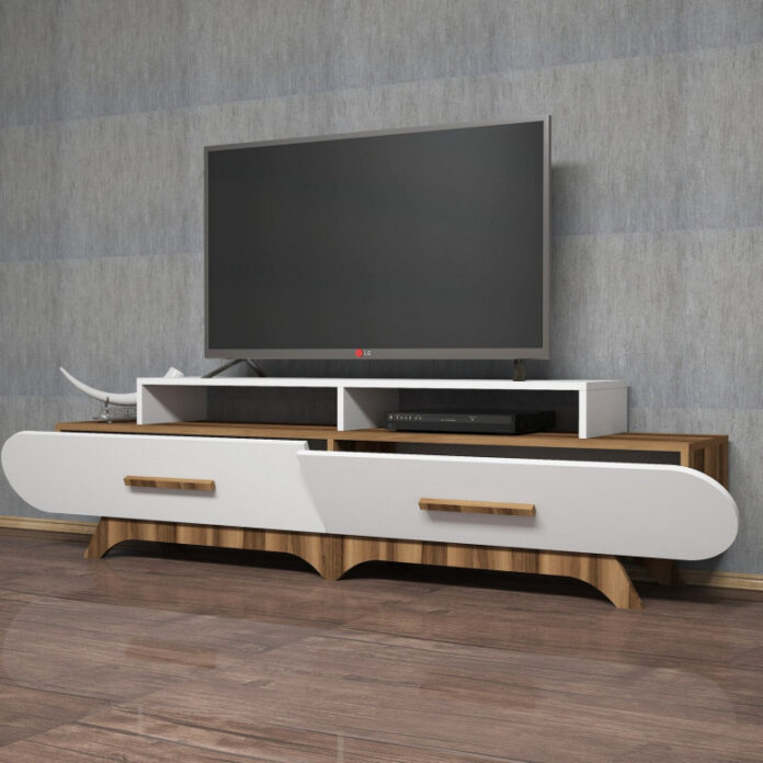 Comoda TV Salvador, Model Flora, 205x50x36.8 cm, Nuc/Alb Comoda TV Salvador, Model Flora, 205x50x36.8 cm, Nuc/Alb