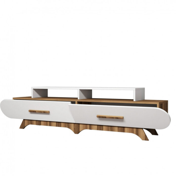 Comoda TV Salvador, Model Flora, 205x50x36.8 cm, Nuc/Alb Comoda TV Salvador, Model Flora, 205x50x36.8 cm, Nuc/Alb