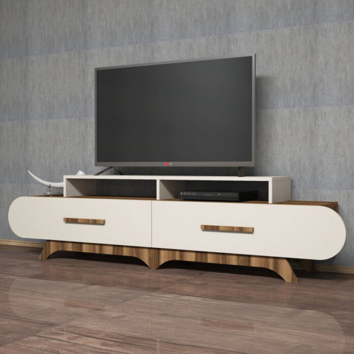 Comoda TV Salvador, Model Flora, 205x50x36.8 cm, Nuc/Crem Comoda TV Salvador, Model Flora, 205x50x36.8 cm, Nuc/Crem