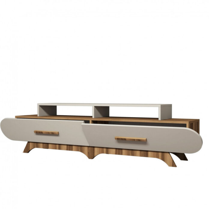Comoda TV Salvador, Model Flora, 205x50x36.8 cm, Nuc/Crem Comoda TV Salvador, Model Flora, 205x50x36.8 cm, Nuc/Crem
