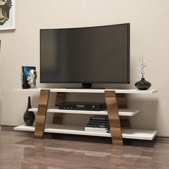 Comoda TV Salvador, Model Flower, 120x42x33.6 cm, Nuc/Crem Comoda TV Salvador, Model Flower, 120x42x33.6 cm, Nuc/Crem