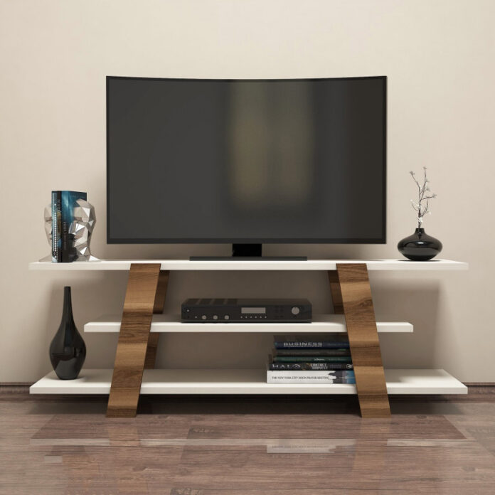 Comoda TV Salvador, Model Flower, 120x42x33.6 cm, Nuc/Crem Comoda TV Salvador, Model Flower, 120x42x33.6 cm, Nuc/Crem
