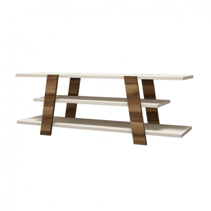 Comoda TV Salvador, Model Flower, 120x42x33.6 cm, Nuc/Crem Comoda TV Salvador, Model Flower, 120x42x33.6 cm, Nuc/Crem