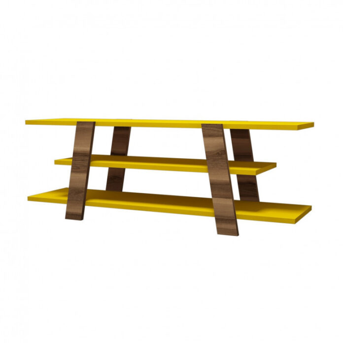 Comoda TV Salvador, Model Flower, 120x42x33.6 cm, Nuc/Galben Comoda TV Salvador, Model Flower, 120x42x33.6 cm, Nuc/Galben