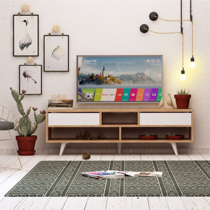 Comoda TV Salvador, Model Glasgow, 140x52x35 cm, Alb/Nuc Comoda TV Salvador, Model Glasgow, 140x52x35 cm, Alb/Nuc