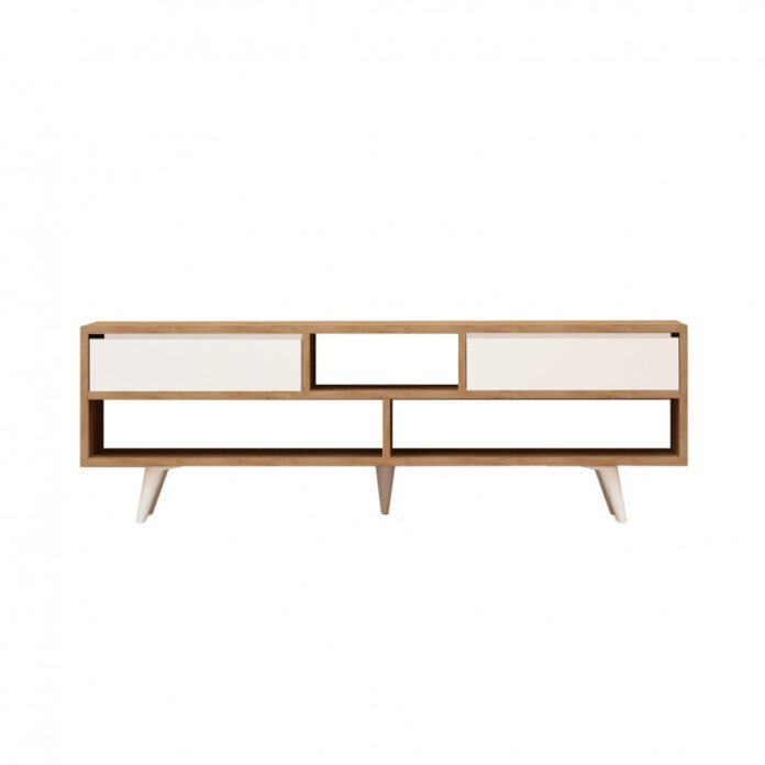 Comoda TV Salvador, Model Glasgow, 140x52x35 cm, Alb/Nuc Comoda TV Salvador, Model Glasgow, 140x52x35 cm, Alb/Nuc