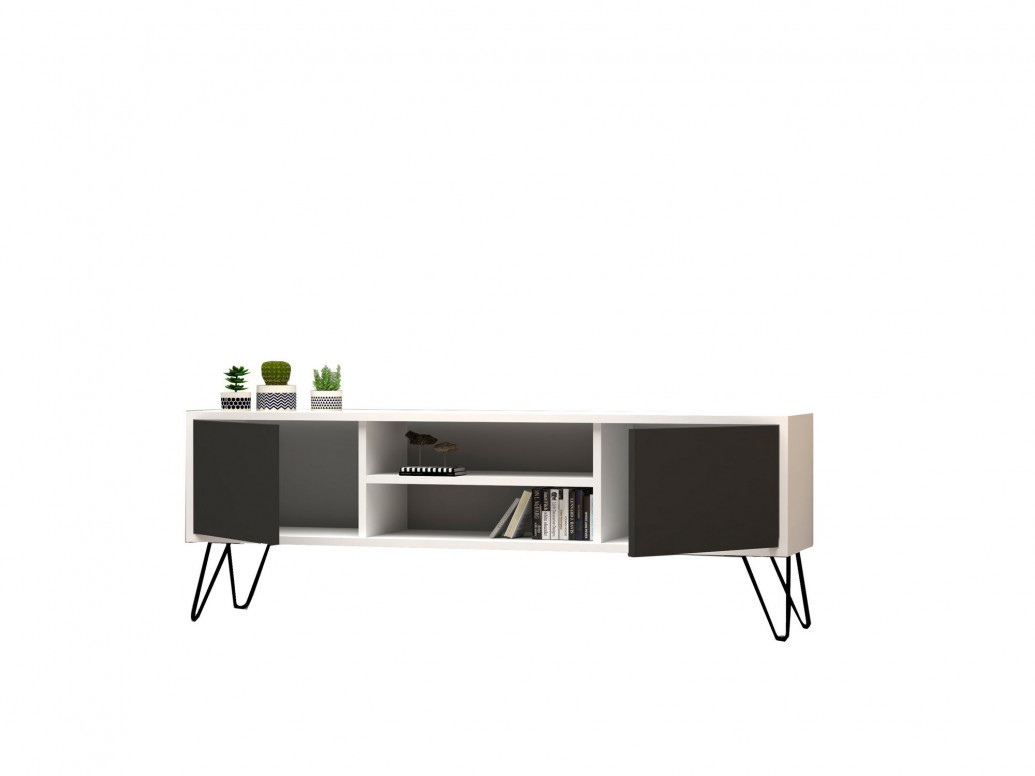 Comoda TV Salvador, Model Hare, 140x50x30 cm, Alb/Negru Comoda TV Salvador, Model Hare, 140x50x30 cm, Alb/Negru