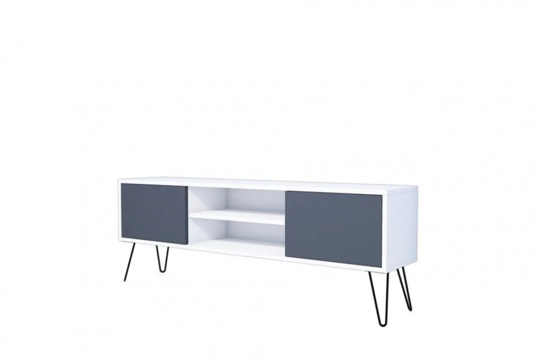 Comoda TV Salvador, Model Hare, 140x50x30 cm, Alb/Negru Comoda TV Salvador, Model Hare, 140x50x30 cm, Alb/Negru