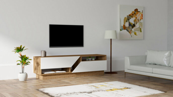 Comoda TV Salvador, Model Koza, 160x45x40 cm, Nuc/Alb Comoda TV Salvador, Model Koza, 160x45x40 cm, Nuc/Alb