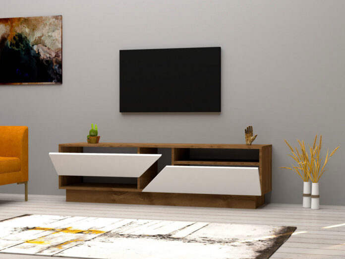 Comoda TV Salvador, Model Koza, 160x45x40 cm, Nuc/Alb Comoda TV Salvador, Model Koza, 160x45x40 cm, Nuc/Alb