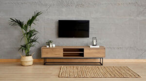 Comoda TV Salvador, Model Laxus, 180x50x40 cm, Nuc/Negru Comoda TV Salvador, Model Laxus, 180x50x40 cm, Nuc/Negru
