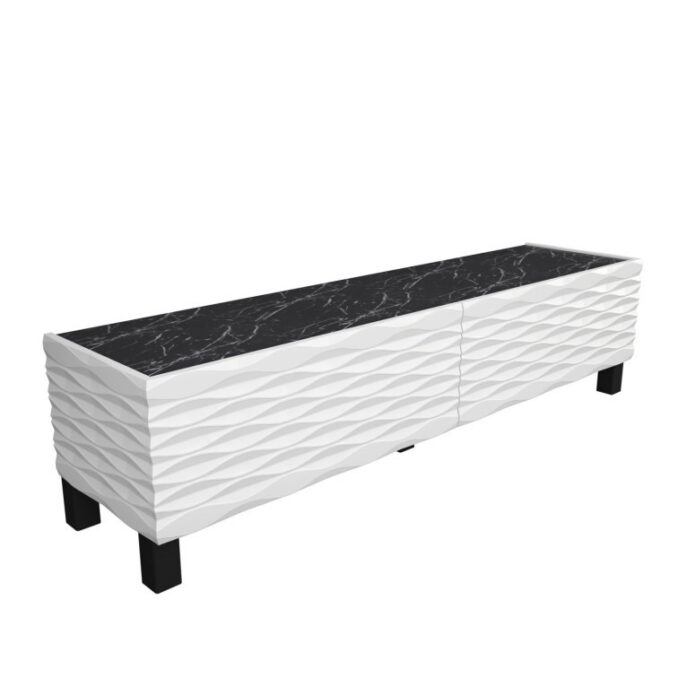 Comoda TV Salvador, Model Lerze, 149.2x38x35 cm, Alb/Negru Comoda TV Salvador, Model Lerze, 149.2x38x35 cm, Alb/Negru