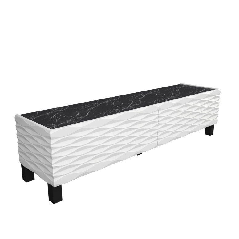 Comoda TV Salvador, Model Lerze, 149.2x38x35 cm, Alb/Negru Comoda TV Salvador, Model Lerze, 149.2x38x35 cm, Alb/Negru