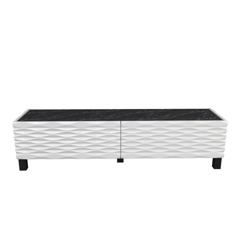 Comoda TV Salvador, Model Lerze, 149.2x38x35 cm, Alb/Negru Comoda TV Salvador, Model Lerze, 149.2x38x35 cm, Alb/Negru