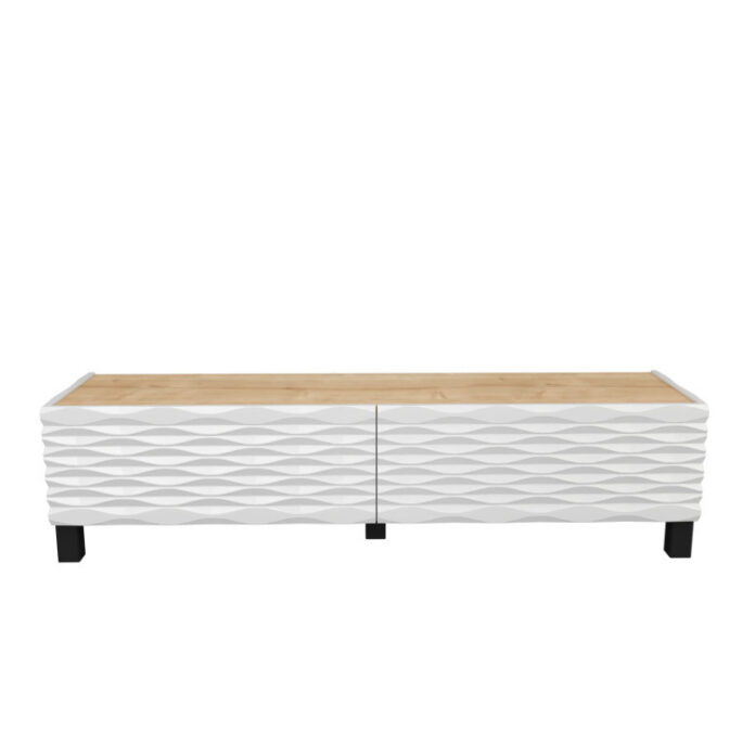 Comoda TV Salvador, Model Lerze, 149.2x38x35 cm, Stejar safir/Alb Comoda TV Salvador, Model Lerze, 149.2x38x35 cm, Stejar safir/Alb