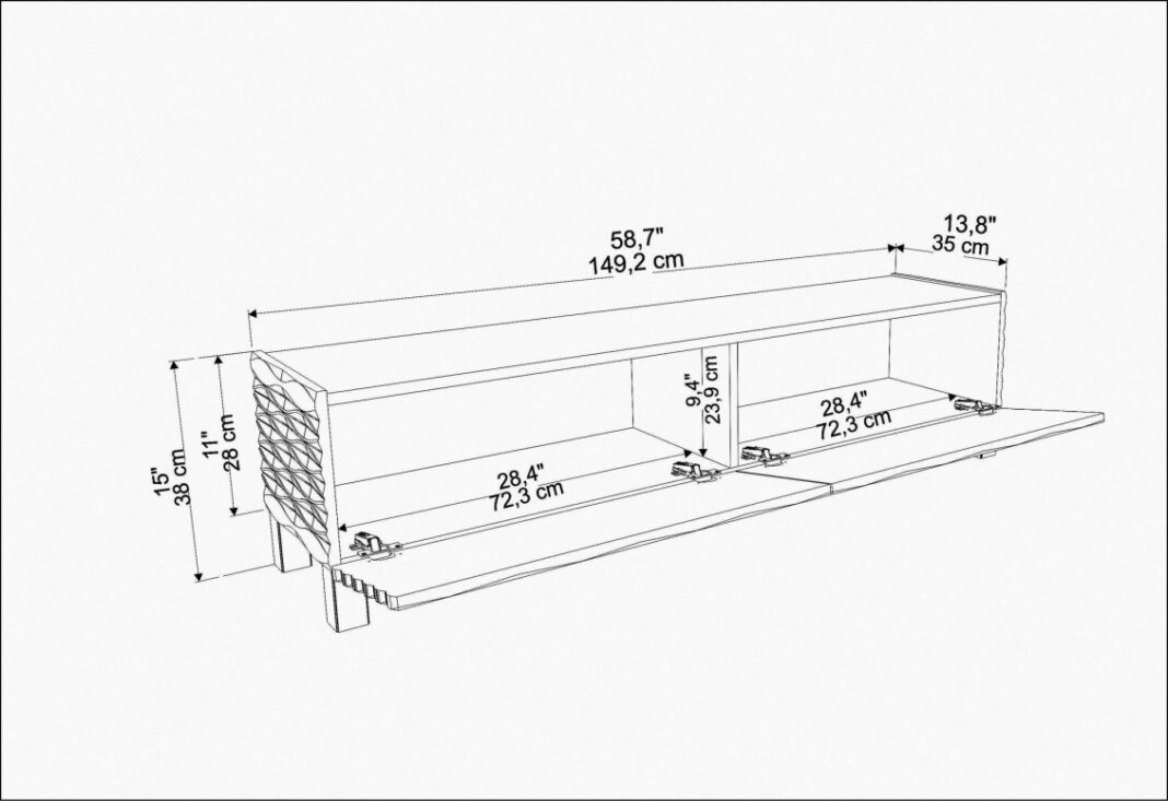 Comoda TV Salvador, Model Lerze, 149.2x38x35 cm, Stejar safir/Alb Comoda TV Salvador, Model Lerze, 149.2x38x35 cm, Stejar safir/Alb