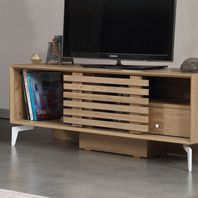 Comoda TV Salvador, Model Lulu125Lk, 125x50x41 cm, Stejar Comoda TV Salvador, Model Lulu125Lk, 125x50x41 cm, Stejar
