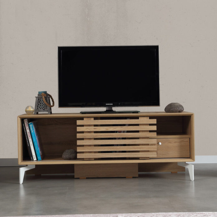 Comoda TV Salvador, Model Lulu125Lk, 125x50x41 cm, Stejar Comoda TV Salvador, Model Lulu125Lk, 125x50x41 cm, Stejar